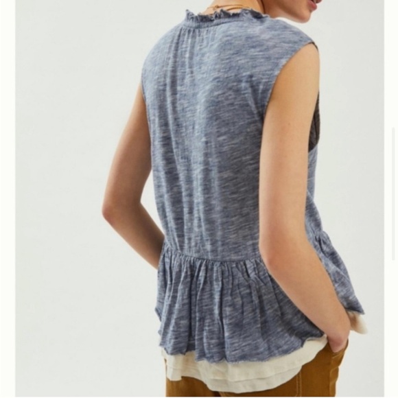 Pilcro Chrissy Striped Layered Babydoll Tank Top Size Large - Picture 3 of 8